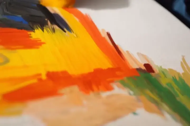 An artist painting on a canvas → A chef slicing vegetables